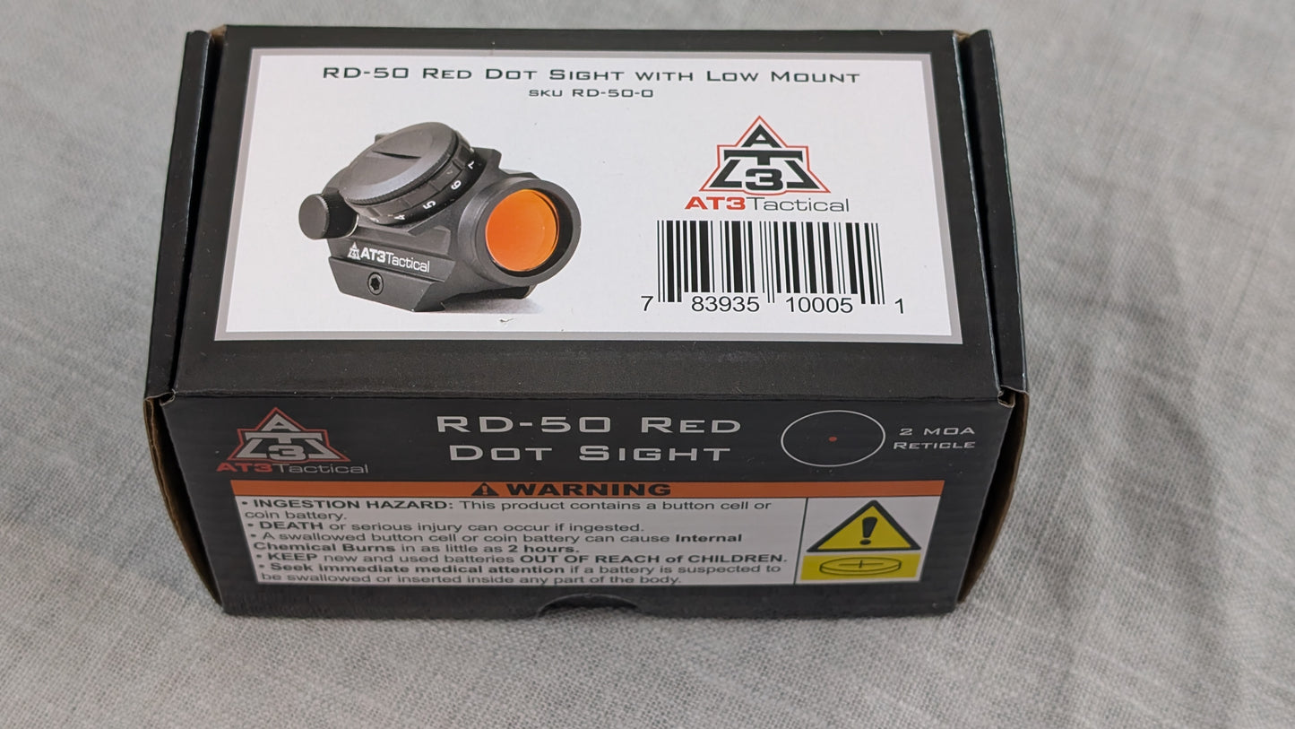 AT3 RD-50™ Micro 2 MOA Red Dot – Low Picatinny Mount