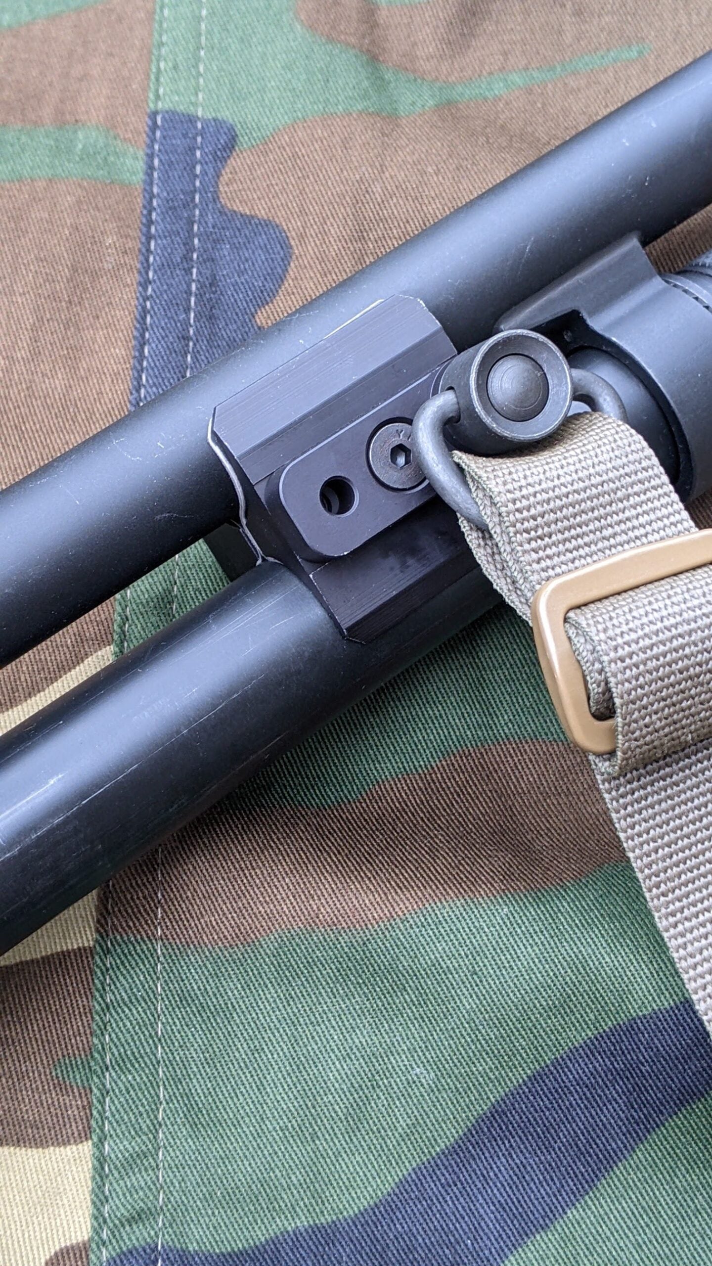 S&J Hardware Shotgun Barrel Clamp with Light Rail and QD Mount image 1